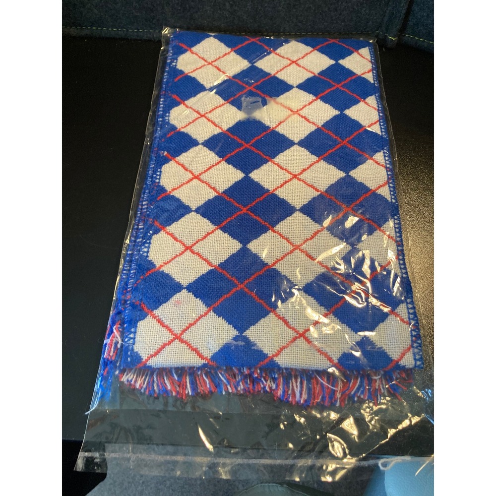 NFL Buffalo Bills Knit Scarf Blue Red White Argyle Reversible Fringe Logo - Picture 3 of 12